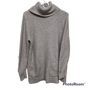 Size L Gray Loft Outlet Turtleneck Tunic Long Sleeve Knit Sweater
